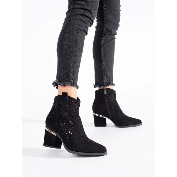 SEASTAR Black openwork womens cowboy boots 57565177