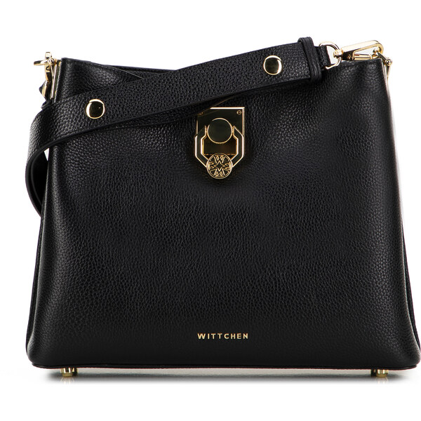 Wittchen Dámska ramenná kožená kabelka s prackou čierno-zlatá 100-4E 66066324