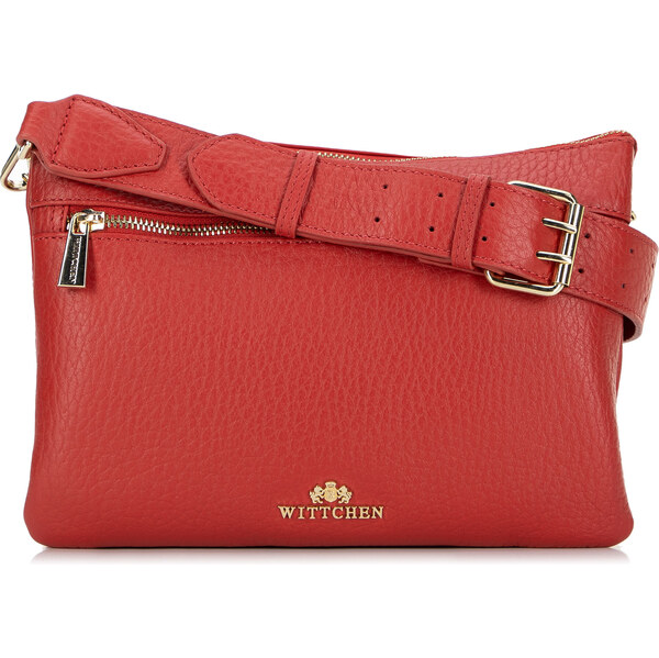 Wittchen Dámska trojkomorová kožená crossbody kabelka červená 99-4E 66066744