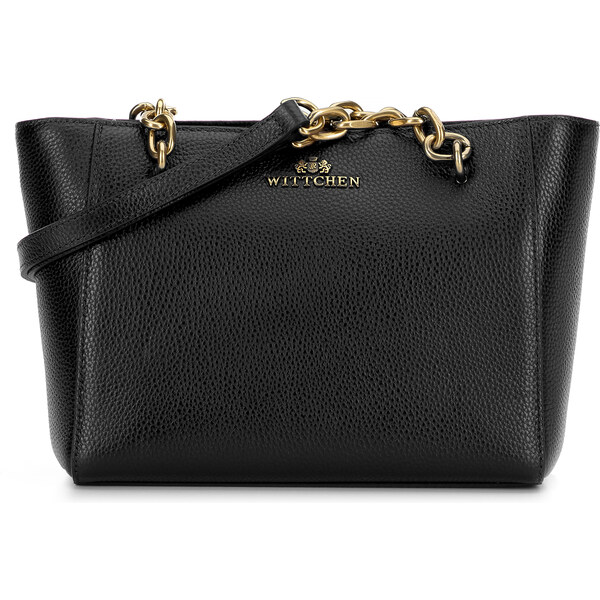 Wittchen Dámska ramenná kožená kabelka čierno-zlatá 100-4E-604-1G 66066316
