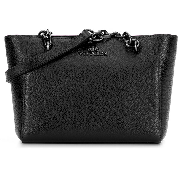 Wittchen Dámska ramenná kožená kabelka čierno-grafitová 100-4E-604-G1 66066319