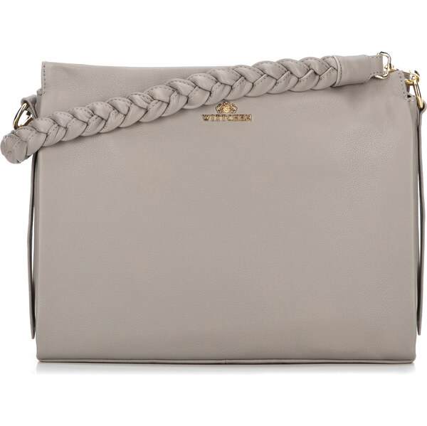 Wittchen Dámska kožená kabelka s pletenou rúčkou svetlosivá 99-4E-010 66066305