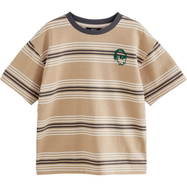 Next Tričko tmavobéžová / čierna / biela 60912071