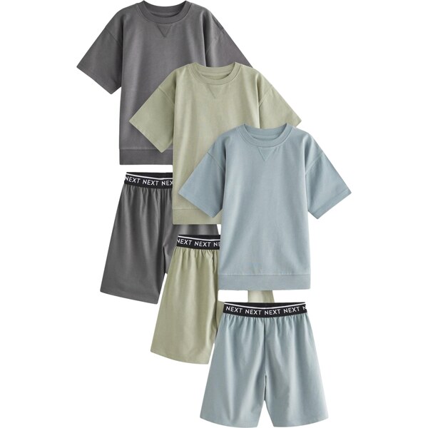 Next Pyžamo dymovo modrá / tmavosivá / jablková 60912433
