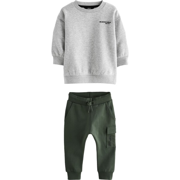 Next Set sivá melírovaná / tmavozelená 60913068