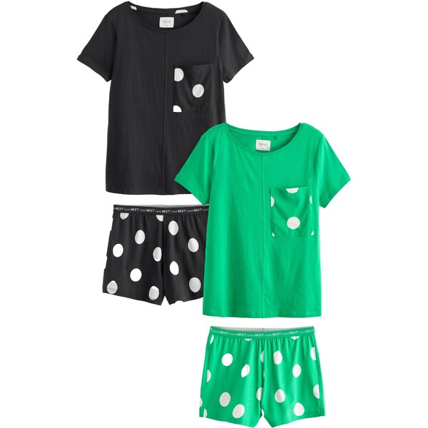 Next Pyžamo trávovo zelená / čierna / biela 60914223