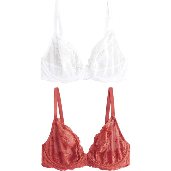 Next Podprsenka hrdzavohnedá / biela 60915660