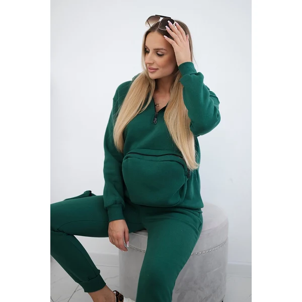 Kesi Insulated set with decorative pocket in green color 64656665