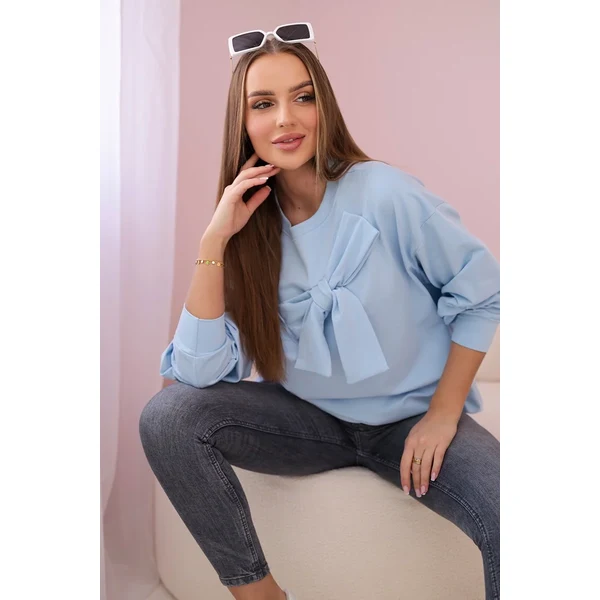 Kesi Cotton blouse with bow in blue 64785233