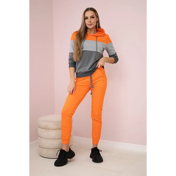 Kesi Set with colored stripes orange+gray 60709907