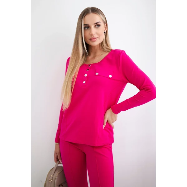 Kesi Set with fuchsia press stud neckline 60754899