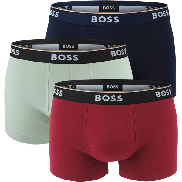 BOSS - boxerky 3PACK Power cotton stretch burgundy & blue tones 60933435