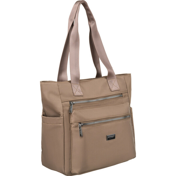 Peterson Béžová dámska shopper kabelka so strieborným kovaním PTN CTY 61532559