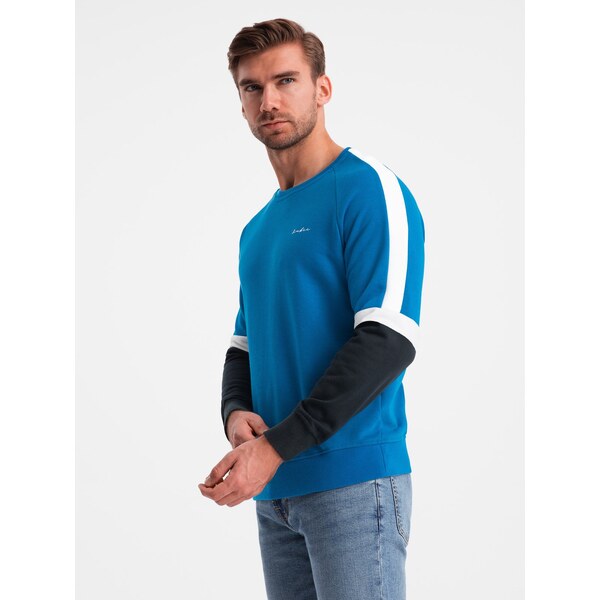 Ombre Tri-color mens sweatshirt with raglan sleeves - blue 64782393