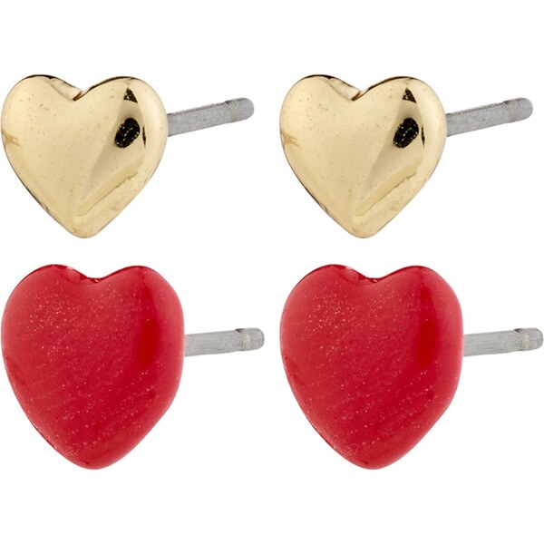 Pilgrim Náušnice Maeve zlatá / červená 60982384