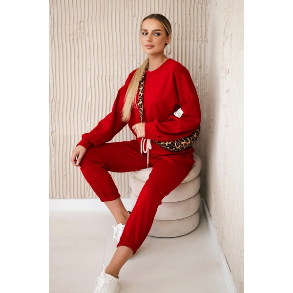 Kesi Włoski Viskózový set mikinové + nohavice červený 64785900