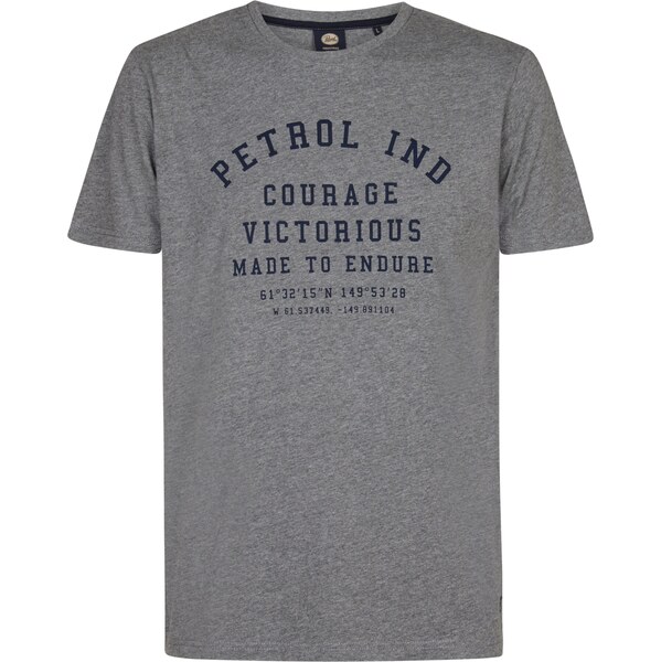 Petrol Industries Tričko Castner námornícka modrá / sivá melírovaná 61059191