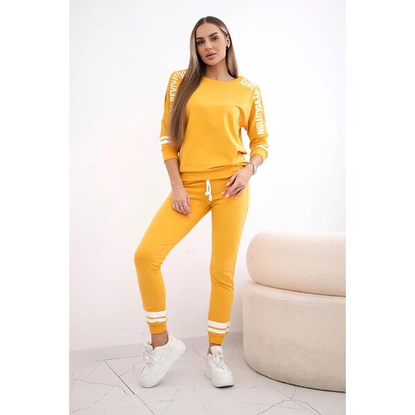 MladaModa Tepláková súprava Girl Revolution horčicová 8496691