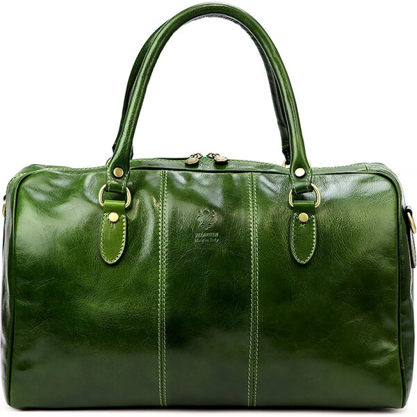 Florence LF243-2 zelená stredná kožená cestovná taška 45cm/30l 60989095