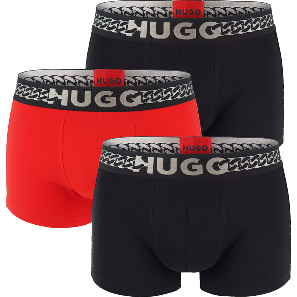 HUGO - boxerky 3PACK luxe premium eco cotton stretch black & red / 60674914