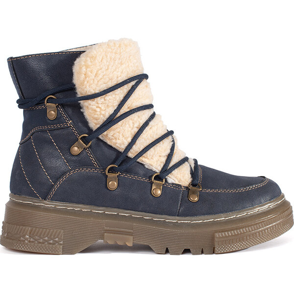 Goodin Tmavomodré zateplené traperky s kožušinkou baránkového typu GD 61532506