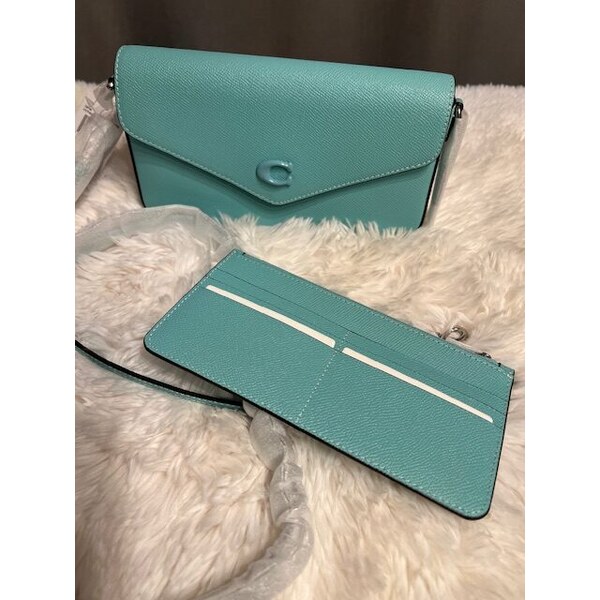 Dámska COACH kožená kabelka TNL tyrkys 60997003