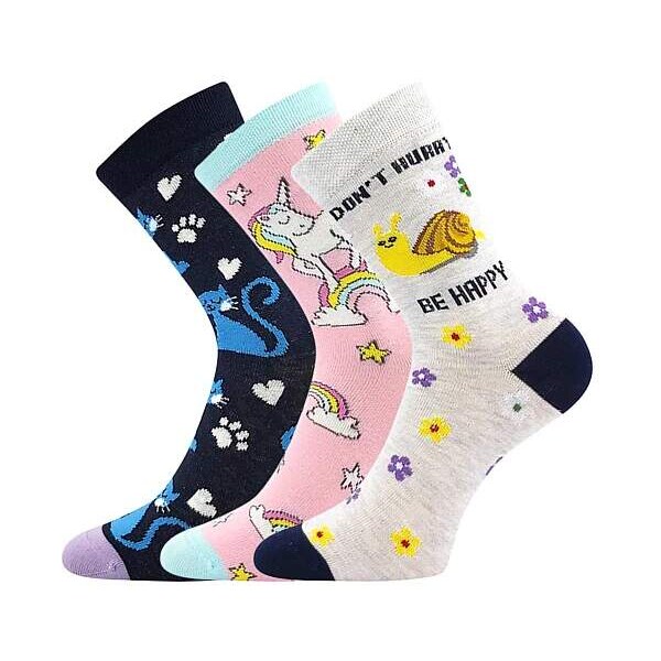 057-21-43 XVI detské ponožky Boma - mix BE HAPPY 25-29 3 páry mix C 61002436