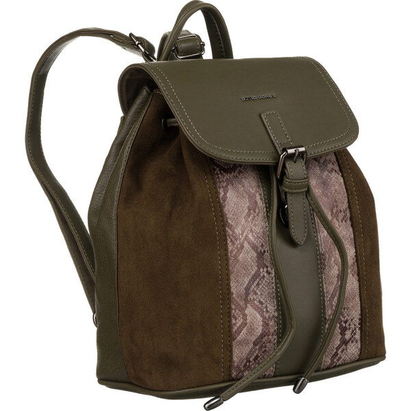 David Jones khaki kožený batoh s chlopňou 6885-2 53574575