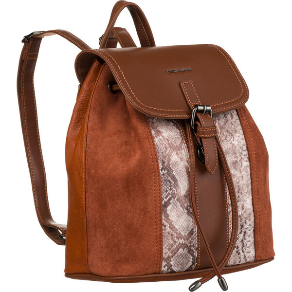 David Jones hnedý kožený batoh s chlopňou 6885-2 53574576