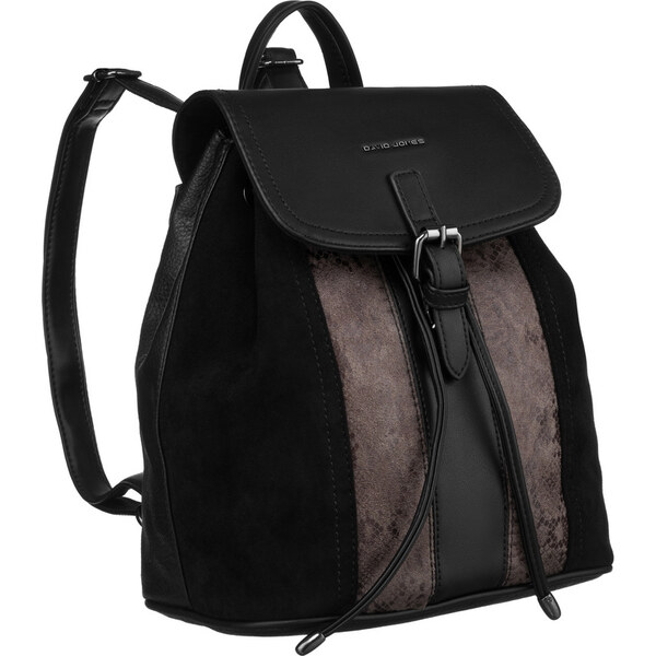 David Jones čierny kožený batoh s chlopňou 6885-2 53574578