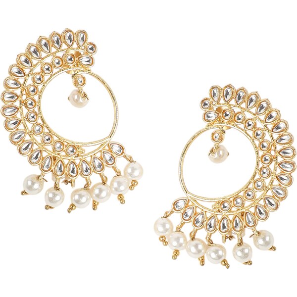 SOHI Náušnice Sabina zlatá / strieborná / perlovo biela 63149886