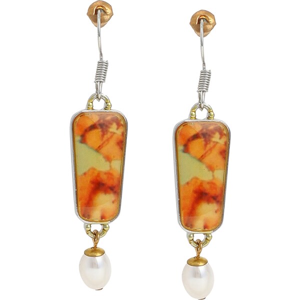 SOHI Náušnice Sherisse zlatá / svetlozelená / oranžová / strieborná 63149884