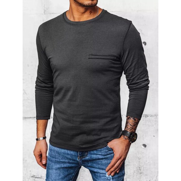 Pánske tričko s dlhým rukávom Farba tmavosivá DSTREET 50613538