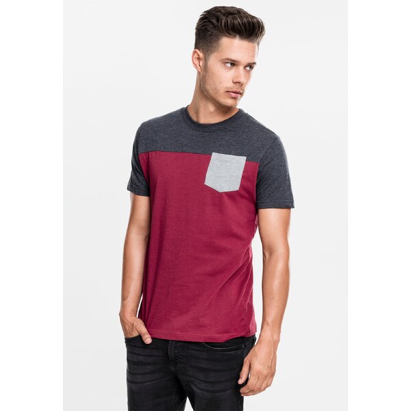 Urban Classics 3-Tone Pocket T-Shirt Burgundy/Cha/Grey 50678065