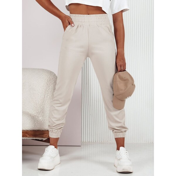 DStreet Dámske tepláky FASHIONCORE béžové 57881806