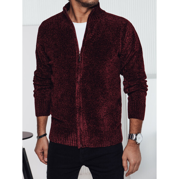 BASIC Pánsky vínový sveter so zapínaním na zips WX2233 61532480