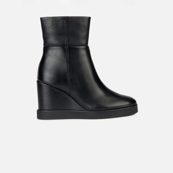 Black womens ankle boots Geox Elidea Wedge - Womens 61071613
