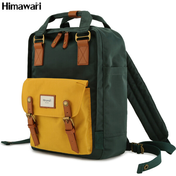 Štýlový mestský ruksak zeleno-žltý na prenosné zariadenie - Himawari 63433976