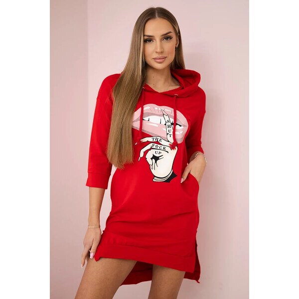 Šaty s dlhším chrbtom a farebnou khaki potlačou 64237591