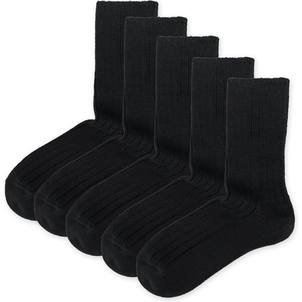 Vlnka 5 párov ponožiek s ovčou vlnou Merino so zdravotným lemom čierna 61101928
