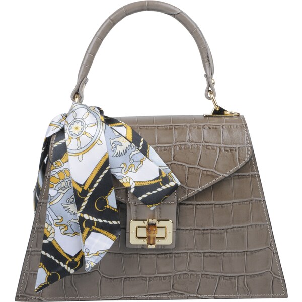 Sivá kožená talianska crossbody kabelka Flavia Cocco Taupe NovaKabelka 61099584