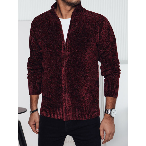 DStreet Pánsky bordový sveter na zips 64663068