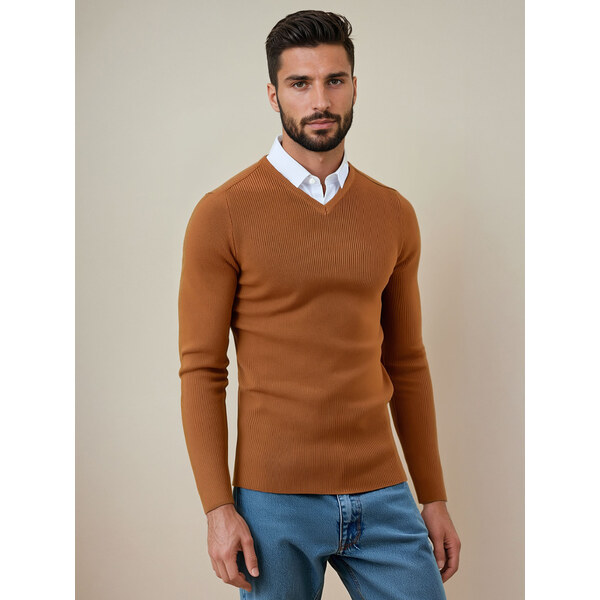 DStreet Pánsky sveter s výstrihom do V 64663071