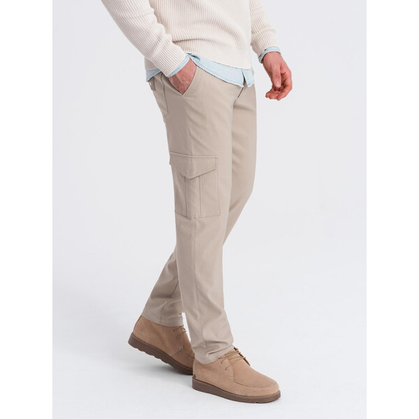 Ombre Mens REGULAR fabric pants with cargo pockets - beige 67127958