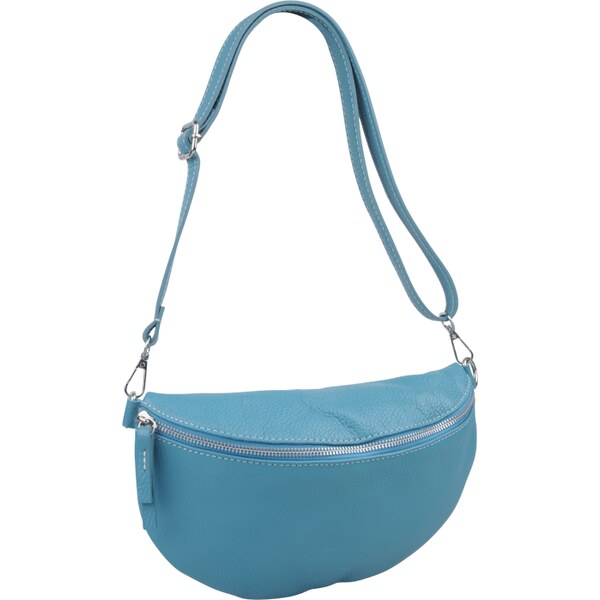 Tyrkysová kožená talianska crossbody kabelka Reni Grande Turchese 61117659