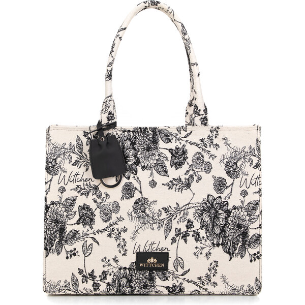 Wittchen Žakárová shopperka vo vzoroch krémovo-čierna 66066549