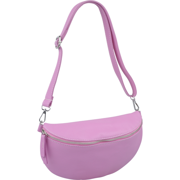 Ružová kožená talianska crossbody kabelka Reni Grande Flamingo 61127919