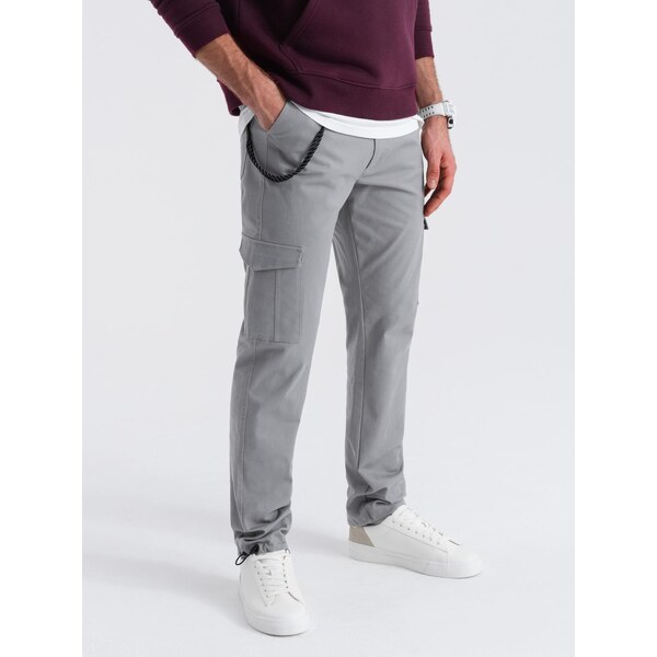 Ombre Mens pants with cargo pockets and leg hem - grey 52495120
