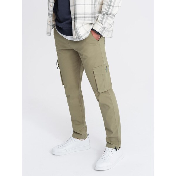 Ombre Mens STRAIGHT LEG cargo pants with triangle pocket pin - olive 58130471