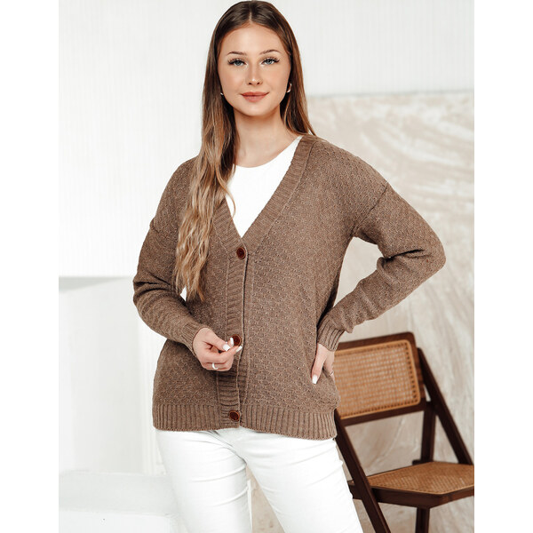 BASIC Béžový dámsky sveter na gombíky CHICLINE MY2419 61532404